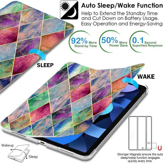 Alt view image 4 of 5 - DuraSafe Cases iPad PRO 11 Inch 1 Gen 2018 [ PRO 11 1st ] MU0T2LL/A MU0Y2LL/A MTXN2LL/A MTXP2LL/A Printed Slim Lightweight Protective PC Dual Angle Stand Clear Flip Back Cover - Diamond Grid