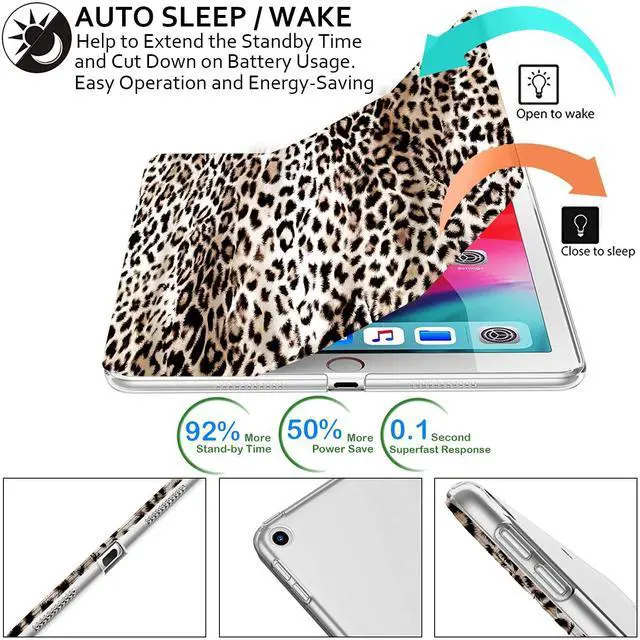 Alt view image 3 of 5 - DuraSafe Cases for iPad Air 3 2019 PRO 10.5 Inch 2017 Air 3rd Gen A1701 A2152 A2123 MQF12LL/A MQEY2LL/A MQF22LL/A MQF02LL/A Trifold Printed PC Lightweight Protective Clear Back Cover - Leopard