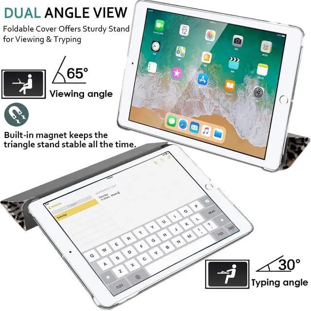 Alt view image 4 of 5 - DuraSafe Cases for iPad Air 3 2019 PRO 10.5 Inch 2017 Air 3rd Gen A1701 A2152 A2123 MQF12LL/A MQEY2LL/A MQF22LL/A MQF02LL/A Trifold Printed PC Lightweight Protective Clear Back Cover - Leopard