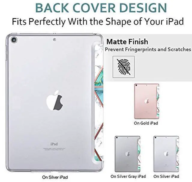 Alt view image 5 of 5 - DuraSafe Cases for iPad PRO 12.9 3 [ 3rd Generation 2018 ] A1876 A2014 MTHN2LL/A MTHU2LL/A MTEL2LL/A MTEM2LL/A Trifold Printed PC Lightweight Protective Clear Back Cover - Marble Green