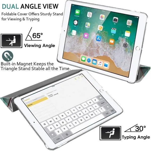 Alt view image 4 of 5 - DuraSafe Cases for iPad PRO 12.9 3 [ 3rd Generation 2018 ] A1876 A2014 MTHN2LL/A MTHU2LL/A MTEL2LL/A MTEM2LL/A Trifold Printed PC Lightweight Protective Clear Back Cover - Marble Green
