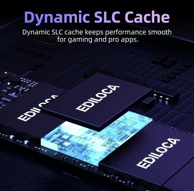 Alt view image 3 of 5 - Ediloca EN600 PRO SSD 512GB PCIe 3.0 Gen 3x4, NVMe M.2 2280, Up to 3200MB/s, Internal Solid State Drive, SLC Cache 3D NAND TLC, Graphene Cooling Sticker, Storage for PC, Desktop and Laptops