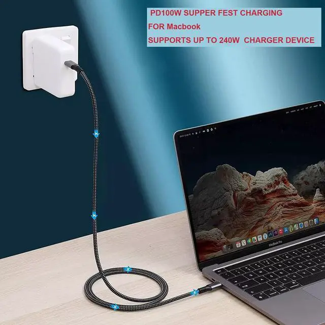 Alt view image 3 of 5 - USB4 Thunderbolt 4 Cable 40Gbps 8K Video and 240W Charging Full-Featured USB C Cable Compatible with Thunderbolt 3 for MacBook Pro iPad Galaxy S22 Mac Mini M1 External SSD eGpu (1.5m)