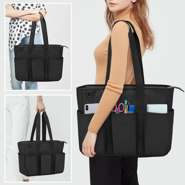 Alt view image 5 of 5 - Fasrom Teacher Tote Bag for Women, Large Work Bag With Laptop Compartment for Supplies (Empty Bag Only), Black