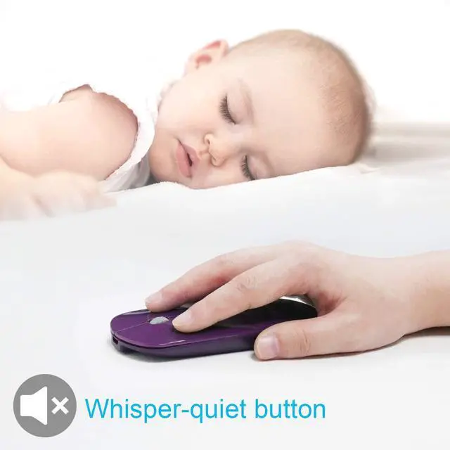 Alt view image 4 of 5 - FENIFOX Bluetooth Mouse Slim, Whisper-Quiet Mini Flat Portable Mobile Mice Rechargeable Compatible with Laptop,PC,Android Windows Tablet (Purple)