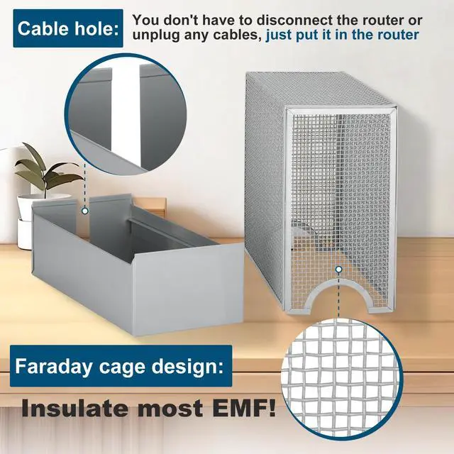 Alt view image 5 of 5 - Fengind Large WiFi Router Cover, About 90% of WiFi Router Emf and 5G is Blocked, Allows Uninterrupted Use, Shielding WiFi Router Emf Faraday Cage, WiFi Router Cover Emf Protection, Two Year Warranty