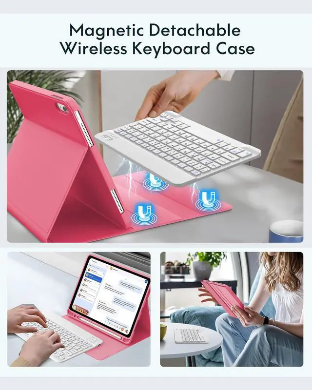 Alt view image 5 of 5 - FOGARI iPad 10th Generation Case with Keyboard, Magnetic Wireless Detachable Keyboard, Thin & Light, Smart Folio Cover with Pencil Holder for iPad 10th Generation 2022 10.9 inch, Auto Sleep/Wake, Red