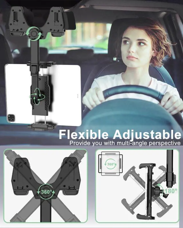 Alt view image 3 of 5 - FreeSave Car Tablet Holder for Rearview Mirror with Upgraded 4 Claws Design, 360-Degree Rotatable and Retractable Truck Rear View Mirror Tablet Mount for iPad Pro/Air/Mini, Galaxy, 6.1-15.6" Devices