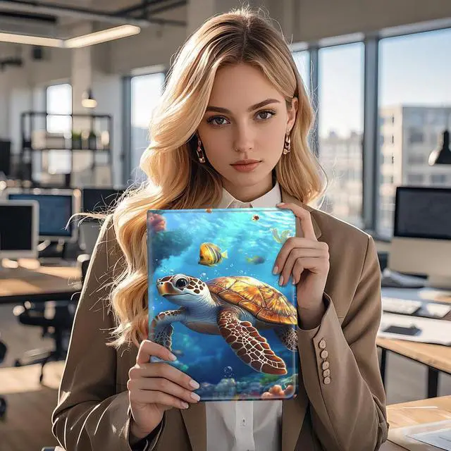Alt view image 2 of 5 - FXIANGWL for Samsung Galaxy Tab S10 Ultra 14.6 Inch Tablet Case, Lightweight PU Leather Adjustable Stand, Auto Wake-Sleep, Protective Smart Cover for S9 Ultra, Cute Happy Turtle