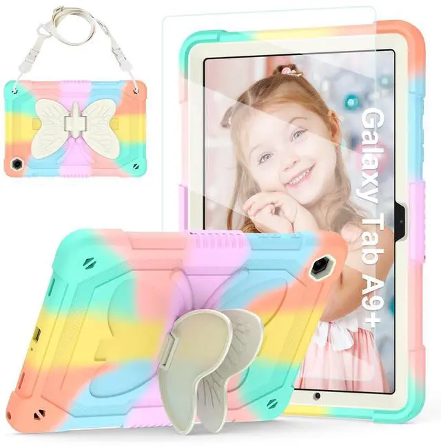 Main image of for Samsung Galaxy Tab A9+/ A9 Plus Case for Kids Girls, Galaxy Tab A9 Plus 11 inch 2023 Table Case with Screen Protector, Protective Cover with Butterfly Stand Shoulder Strap,Multicolor