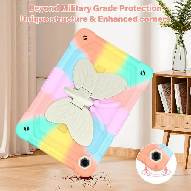 Alt view image 4 of 5 - for Samsung Galaxy Tab A9+/ A9 Plus Case for Kids Girls, Galaxy Tab A9 Plus 11 inch 2023 Table Case with Screen Protector, Protective Cover with Butterfly Stand Shoulder Strap,Multicolor