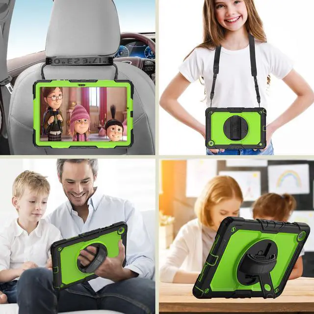 Alt view image 5 of 5 - Herize Tab A9 Plus Case 11 Inch with Screen Protector Pen Holder | Three-Layer Rugged Shockproof Case W/Stand Hand Strap Shoulder Strap for Samsung Galaxy A9+ Model SM-X210/X215/X216 | Green