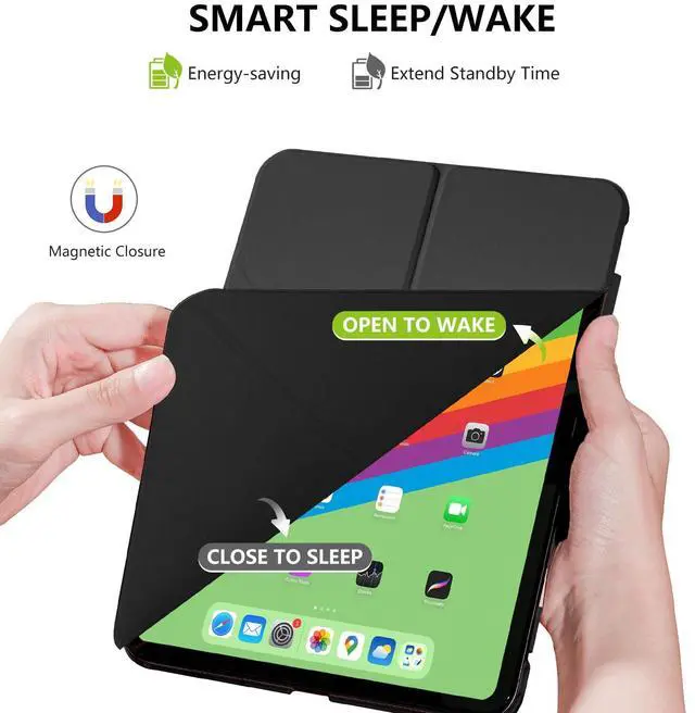Alt view image 3 of 5 - HATOKU Magnetic Case for iPad Pro 11 Inch 2024 5th Generation (M4): Slim Multi - Angle Stand Protective Cover with Pencil Holder - Auto Wake/Sleep (Black)