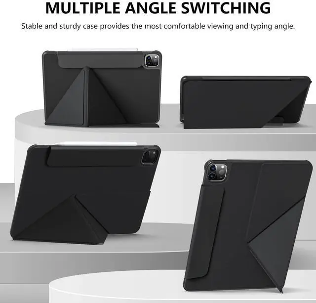 Alt view image 4 of 5 - HATOKU Magnetic Case for iPad Pro 11 Inch 2024 5th Generation (M4): Slim Multi - Angle Stand Protective Cover with Pencil Holder - Auto Wake/Sleep (Black)