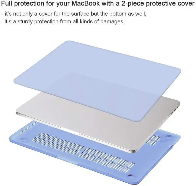 Alt view image 3 of 5 - iCasso Compatible with MacBook Pro 13 inch Case A2338 M2/M1/A2289/A2251/A2159/A1989/A1706/A1708,Hard Shell Case,Sleeve,Screen Protector,Keyboard Cover for MacBook Pro 13'' with Small Bag - Blue
