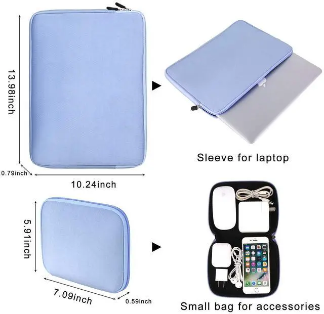 Alt view image 5 of 5 - iCasso Compatible with MacBook Pro 13 inch Case A2338 M2/M1/A2289/A2251/A2159/A1989/A1706/A1708,Hard Shell Case,Sleeve,Screen Protector,Keyboard Cover for MacBook Pro 13'' with Small Bag - Blue