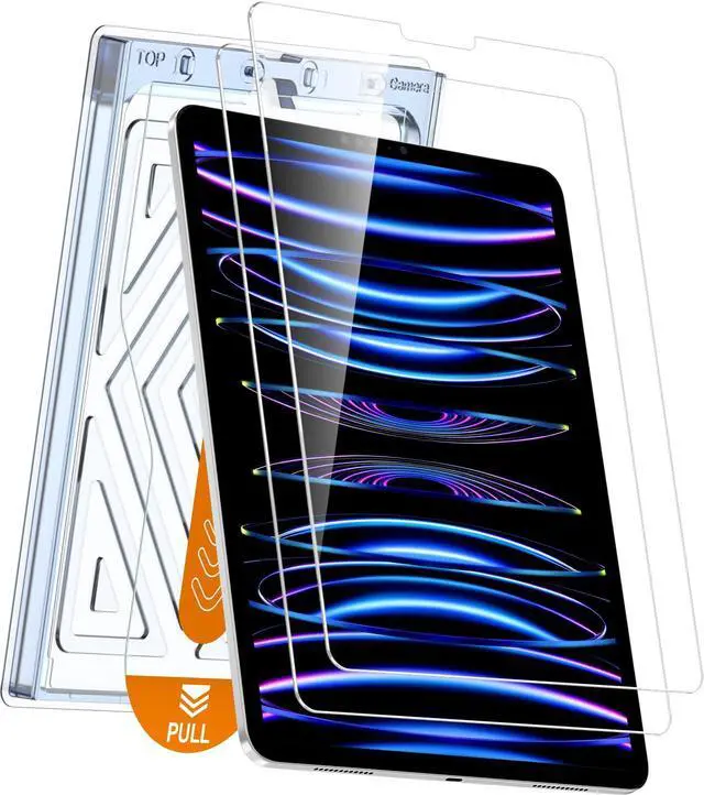 Main image of iGluz 2 Pack for iPad Pro 11"(4th 3rd 2nd 1st Gen) iPad Air 10.9"(5th 4th Gen) 9H+ Tempered Glass Screen Protector with Easy-Install Box[12FT Military Grade Shatterproof] HD Clarity,Scratch Resistant