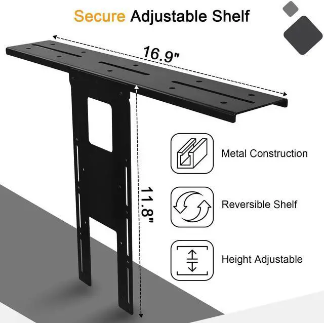 Alt view image 3 of 5 - IFCASE Above/Behind Desk Monitor Shelf Mount Holds SLR Camera, Light Webcam, Microphone Fits VESA 75mm 100mm Compatible with Monitor Arm (Black, Shelf with Tripod Head)