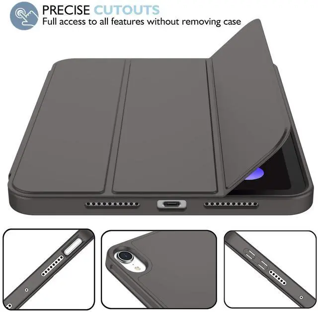 Alt view image 4 of 5 - iMieet iPad Mini 7 Case 2024 (A17 Pro), iPad Mini 6 Case (8.3-Inch,2021 Model), iPad Mini 7th/6th Generation Case with Pencil Holder, Trifold Stand Smart Case with Soft TPU Back,Space Gray