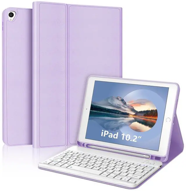 Main image of IVEOPPE Keyboard Case for iPad 10.2" 9th/8th/7th Gen, for iPad Air 10.5"(3rd Gen)/for iPad Pro 10.5 in,Detachable Wireless Stand Folio Case for iPad with Keyboard, Auto Sleep/Wake,Light Purple