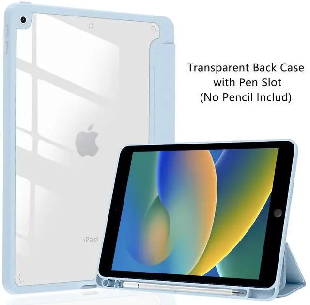 Alt view image 2 of 5 - JOYLAND White Bow Pattern Case for iPad Pro 13-inch (M4) 2024, Clear Acrylic Hard Back Blue Case with Pencil Holder Trifold Stand Tablet Cover (Model Number:A2925/A2926/A3007)