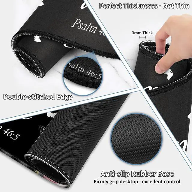 Alt view image 4 of 5 - JYCUHTCL Large Gaming Mouse Pad Set 35.4 x 15.7 with Keyboard Wrist Rest, Wrist Support, and Coaster Memory Foam Smooth Desk Pad Mousepad for Home Office School - Floral Bible