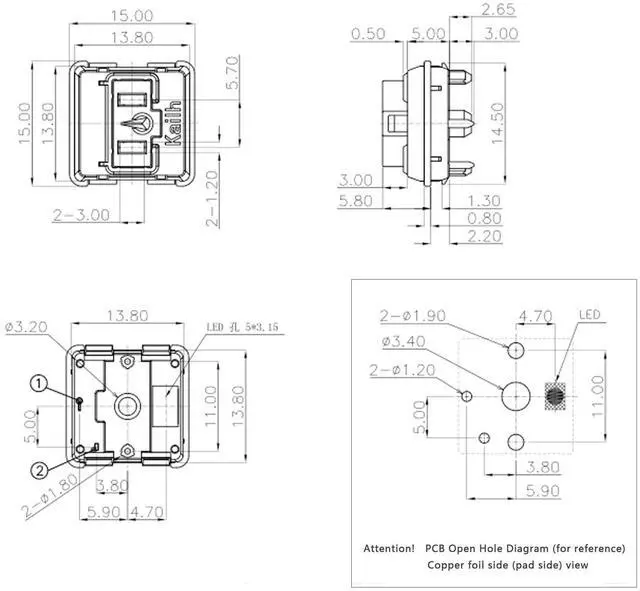 Alt view image 5 of 5 - Mciepny Kailh Choc Low Profile White Clicky Switch, 5-Pin 50gf 1350 Chocolate Switch,RGB SMD,for Mechanical Gaming Keyboard (Choc White 45pcs)