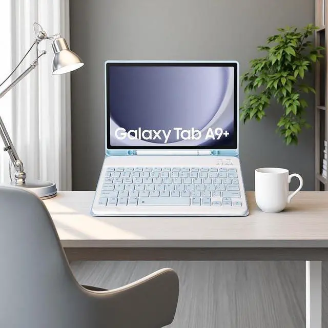 Alt view image 2 of 5 - Slim Candy Colors Keyboard Case Compatible with Samsung Galaxy Tab A9 Plus 11 Inch 2023 Model (SM-X210/X216/X218) with S Pen Holder, Mutil Angles Stand Cover Detachable Wireless Keyboard (Light Blue)
