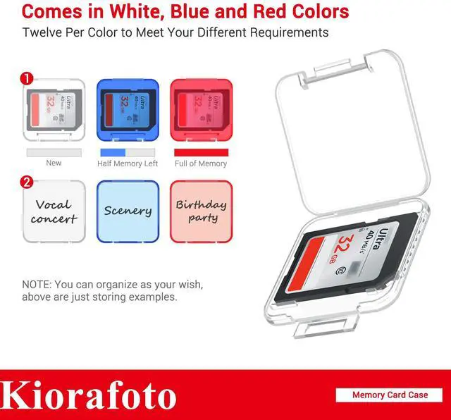 Alt view image 5 of 5 - Big SD Card Case + Plastic Card Case:Memory Card Case Holder with 24 PCS Multi-Color Clear SD Card Case