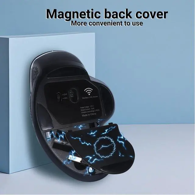 Alt view image 5 of 5 - KUYHRF Wireless Ergonomic Vertical Mouse, 10M Range, 5 Buttons, 2.4G Optical, Wrist Pain Relief