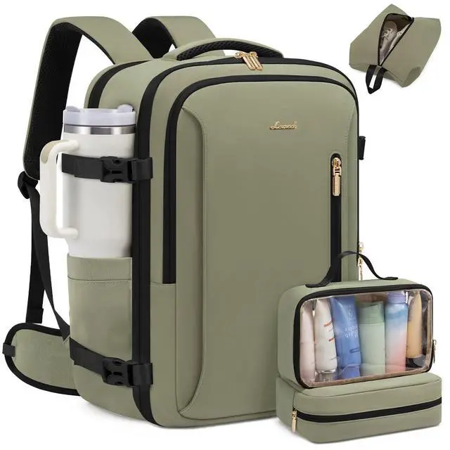 Main image of LOVEVOOK Travel Backpack For Women with Waist Strap, 40L Carry On Backpack Luggage Flight Approved,TSA Personal ltem Travel Bag Essentials Fits 17.3 Inch Laptop,Weekender Daypack with 3 Packing Cubes