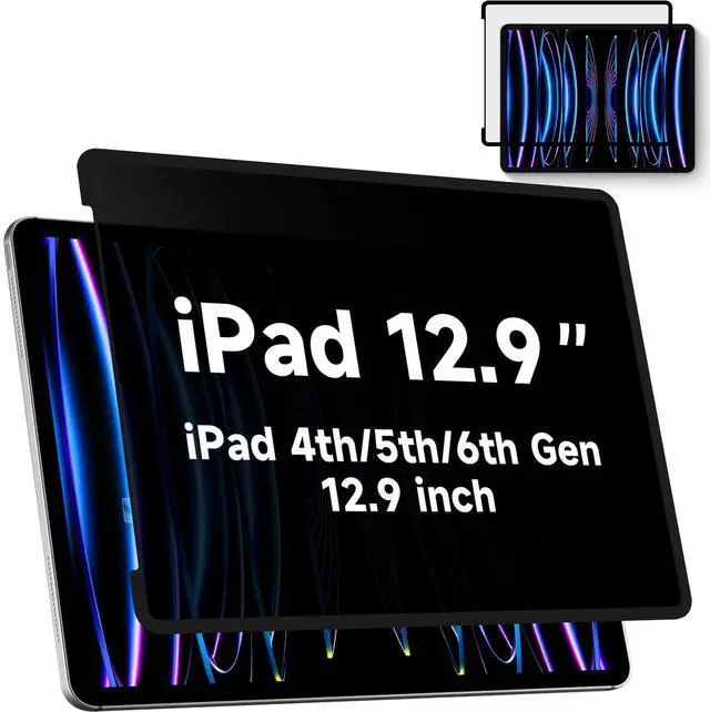 Main image of Upgrade Privacy Screen Protector for iPad Pro 12.9 inch (2021,2020,2018)/ iPad Pro 5th/4th/3rd Generation, Fully Removable Anti Spy Glare Blue Light Filter, High Sensitive/Bubble Free/Detachable