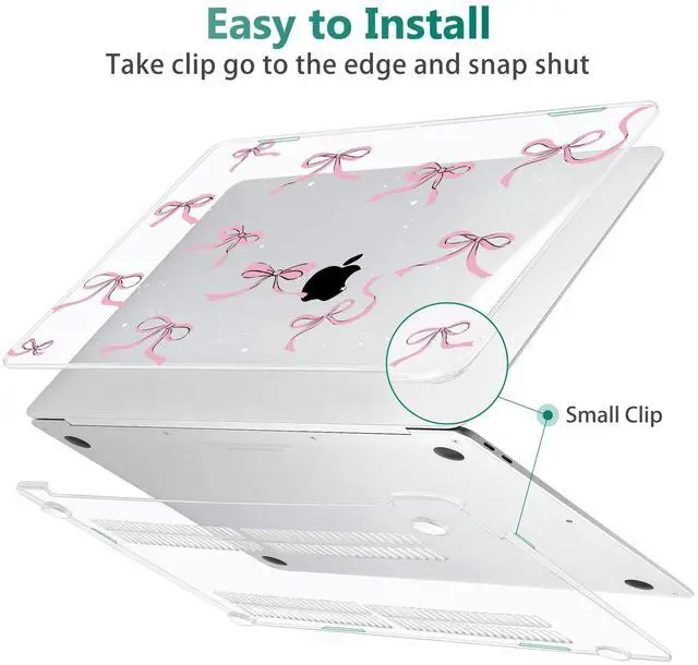 Alt view image 4 of 5 - May Chen Compatible with MacBook Air 13 inch Case (Models A1369 & A1466, Older Version 2010-2017 Release), Plastic Hard Shell Case with Keyboard Cover & Screen Protector, Clear Star Bows