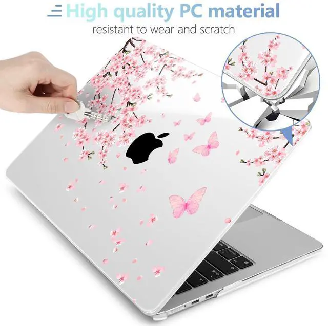 Alt view image 4 of 5 - MEEgoodo Case for M4/M3/M2 MacBook Air 13.6 inch Case 2025 2024 2022, Fit Model A3240/A3113/A2681, Laptop Hard Shell with Keyboard Cover Compatible with MacBook Air 13 inch, Cherry Blossoms