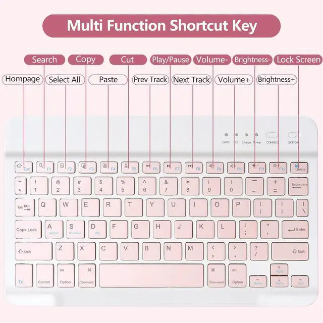 Alt view image 5 of 5 - Keyboard Case for iPad 10.2" 9th 8th 7th Generation, with Detachable Bluetooth and Pencil Holder, 10.2 Inch/iPad Air 10.5"(3rd Gen)/iPad Pro 10.5 in, Auto Sleep/Wake Function (Pink)