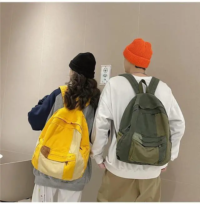 Alt view image 2 of 5 - MININAI Vintage Canvas Backpack for Women Men Grunge Hippie Boho Patchwork Backpack College Book Bag Travel Casual Daypack (One Size,Green)