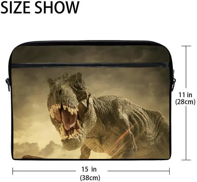 Alt view image 2 of 5 - MRMIAN Tyrannosaurus Dinosaur T-Rex Laptop Case Bag Sleeve Portable/Crossbody Messenger Briefcase Convertible w/Strap Pocket for MacBook Air/Pro Surface Dell ASUS hp Lenovo 15-15.4 inch