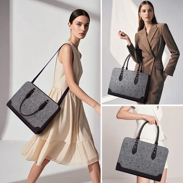 Alt view image 5 of 5 - Laptop Bag for Women 15.6 Inch Work Tote Bag for Women,Leather Computer Bags Waterproof Tote Professional Briefcase,Large Capacity Business Office Bag for Work