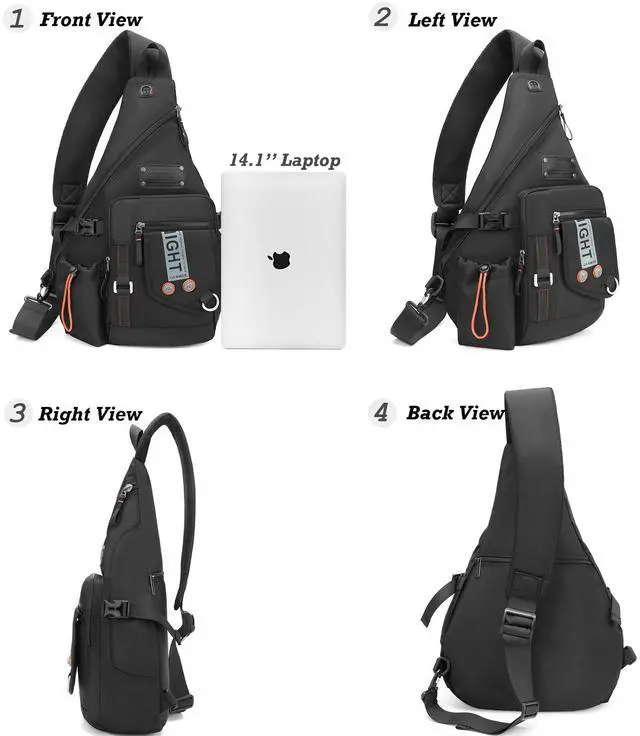 Alt view image 2 of 5 - NICGID Sling Bag Backpack, 13.3'' 14.1'' Laptop Bag Crossbody Shoulder Chest Backpacks Travel Outdoors for Men Women (Blue-2609, 14.1-Inch)