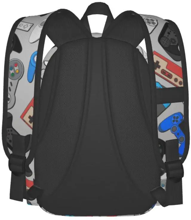 Alt view image 3 of 5 - Oplp Video Game Controller Grey Background Large Capacity Backpack Colorful Gamepad Lightweight Personalized Laptop Bag Tablet Travel School Bag with Multiple Pockets