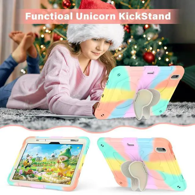 Alt view image 3 of 5 - Paorixln for iPad Air 11 Inch Case 2024 (M2) for Kids Girl with Pencil Slot, for iPad Air 6th Generation Cover with Butterfly Stand Stylus Pencil Shoulder Strap Shockproof Full Body Protective