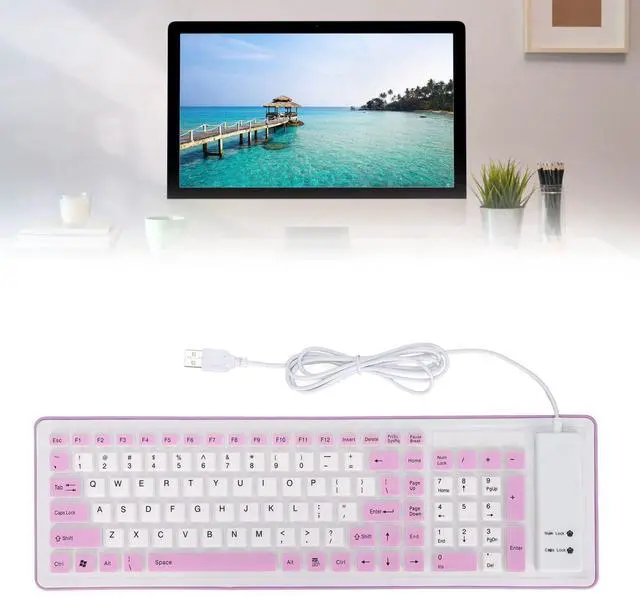 Alt view image 4 of 5 - Sanpyl USB Wired Foldable Silicone Keyboard, 103 Keys, Mute Typing, Waterproof, PC Laptop