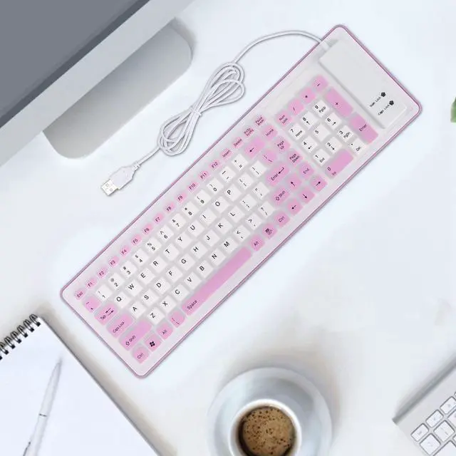 Alt view image 3 of 5 - Sanpyl USB Wired Foldable Silicone Keyboard, 103 Keys, Mute Typing, Waterproof, PC Laptop
