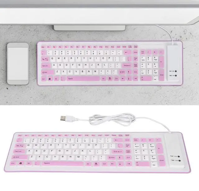 Alt view image 5 of 5 - Sanpyl USB Wired Foldable Silicone Keyboard, 103 Keys, Mute Typing, Waterproof, PC Laptop