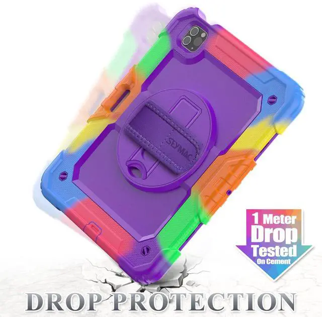 Alt view image 3 of 5 - SEYMAC stock Case for iPad Mini 7 (A17 Pro)2024/ Mini 6 8.3'' with Screen Protector Pencil Holder [360 Rotating Hand Strap] &Stand, Drop-Proof Case for iPad Mini 7th/6th Generation 8.3"Purple+Colorful