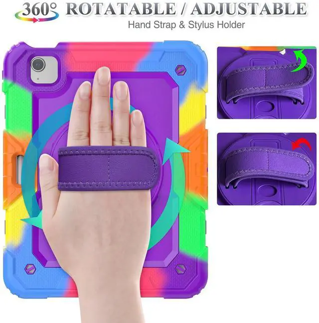 Alt view image 2 of 5 - SEYMAC stock Case for iPad Mini 7 (A17 Pro)2024/ Mini 6 8.3'' with Screen Protector Pencil Holder [360 Rotating Hand Strap] &Stand, Drop-Proof Case for iPad Mini 7th/6th Generation 8.3"Purple+Colorful