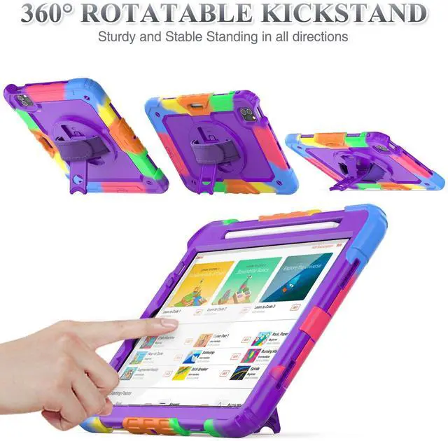 Alt view image 5 of 5 - SEYMAC stock Case for iPad Mini 7 (A17 Pro)2024/ Mini 6 8.3'' with Screen Protector Pencil Holder [360 Rotating Hand Strap] &Stand, Drop-Proof Case for iPad Mini 7th/6th Generation 8.3"Purple+Colorful