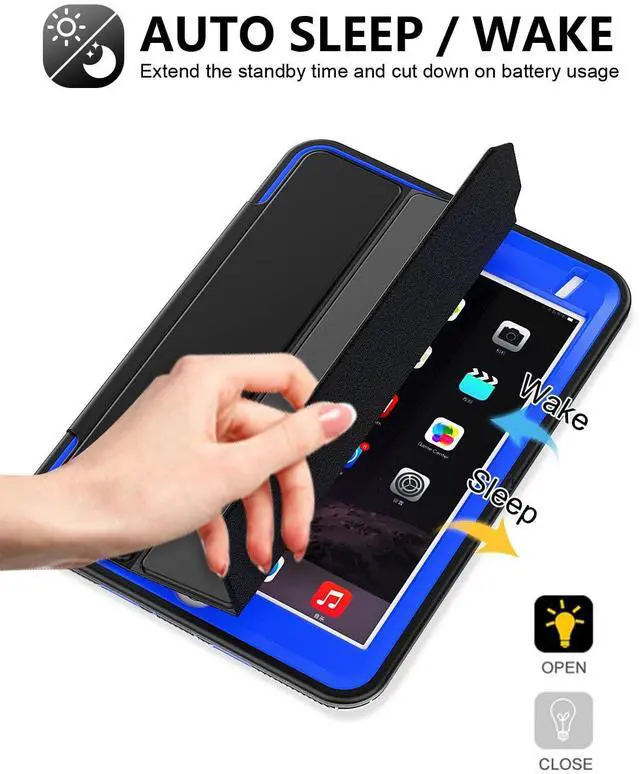Alt view image 5 of 5 - SEYMAC for iPad mini 5 / Mini 4 Case 7.9", Sturdy Heavy Duty Shockproof Protection Folio Stand Case with Smart Cover Auto Sleep/Wake for iPad mini 5th / 4th Generation, Black/Blue