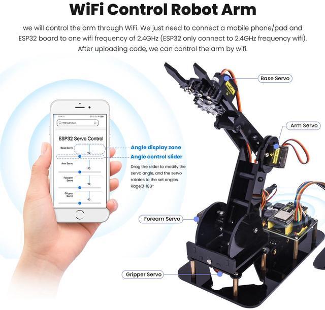 Alt view image 2 of 5 - KEYESTUDIO ESP32 Smart Robot Arm Kit for Arduino with Joystick,DIY Programming Robot Building Kit for STEM Education,4DF Robotic Arm for Teens and Adults