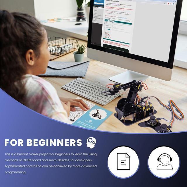 Alt view image 5 of 5 - KEYESTUDIO ESP32 Smart Robot Arm Kit for Arduino with Joystick,DIY Programming Robot Building Kit for STEM Education,4DF Robotic Arm for Teens and Adults